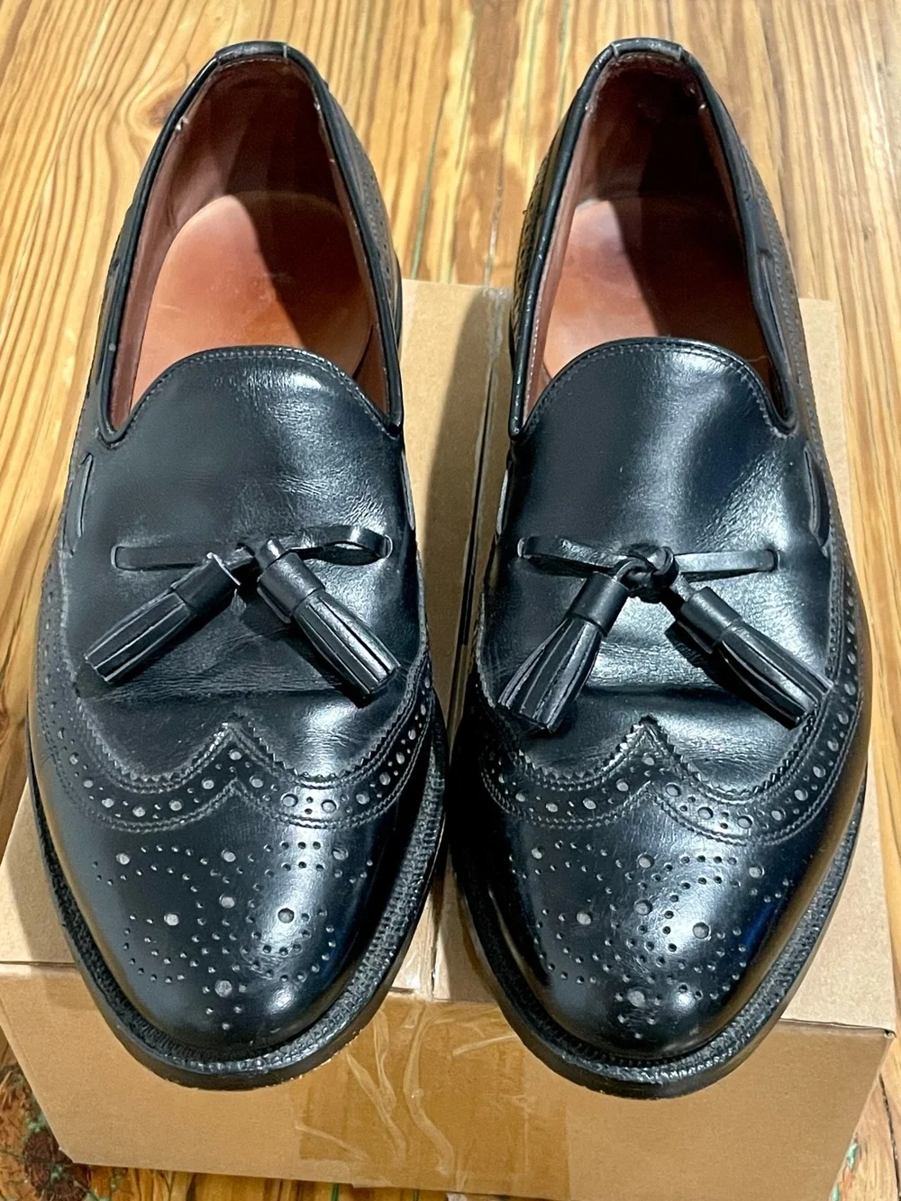 Allen Edmonds Manchester Black Leather Wingtip Tassel Loafers Mens 8.5 C 8507⁠